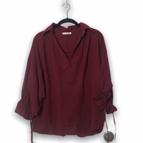 Wine colored blouse SZ  OS - Picture 1 of 4